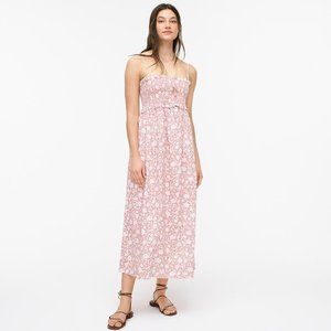 NWOT J. Crew Smocked Cotton Poplin Dress - Rose Vines/XS